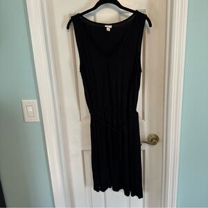 Merona Black Sheath Midi Dress Scoop Neck Sleeveless